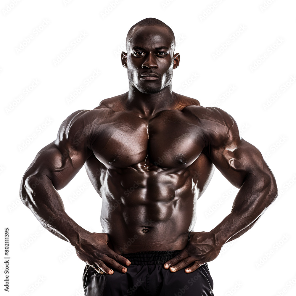 Afroamerican Bodybuilder Personal Trainer Front View Isolated On Transaprent Background Afroamerican Bodybuilder Personal Trainer Front View Isolated On Transaprent Background