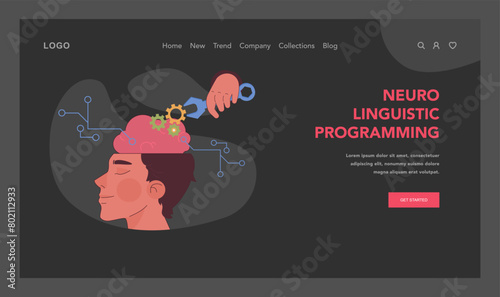 Neuro-linguistic programming exploration. Flat vector illustration