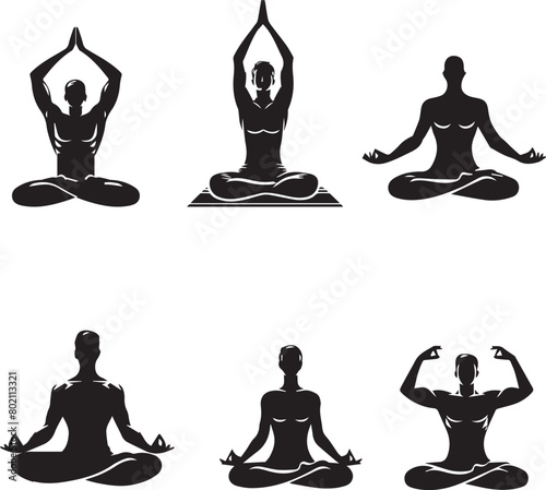 Yoga silhouette set. yoga illustration