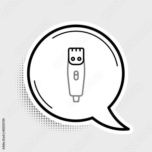 Line Electrical hair clipper or shaver icon isolated on grey background. Barbershop symbol. Colorful outline concept. Vector