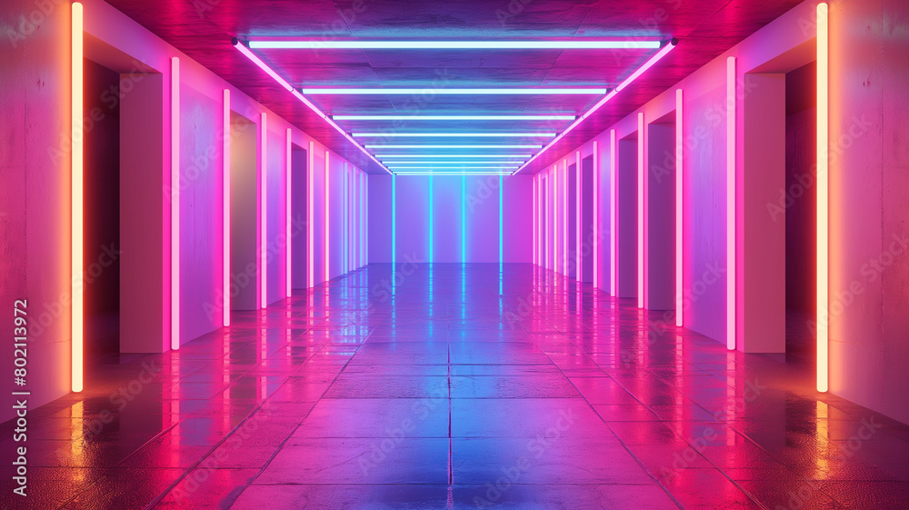 corridor with neon light