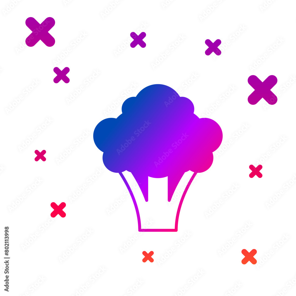 Color Broccoli icon isolated on white background. Gradient random dynamic shapes. Vector Color Broccoli icon isolated on white background. Gradient random dynamic shapes. Vector