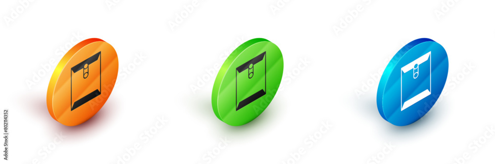 Isometric Envelope icon isolated on white background. Received message concept. New, email incoming message, sms. Mail delivery service. Circle button. Vector Isometric Envelope icon isolated on white background. Received message concept. New, email incoming message, sms. Mail delivery service. Circle button. Vector