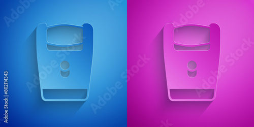 Paper cut Electric razor blade for men icon isolated on blue and purple background. Electric shaver. Paper art style. Vector