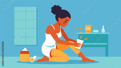 A woman applying a cooling gel to her joints after an infrared sauna session grateful for the temporary relief it brings to her osteoarthritis..