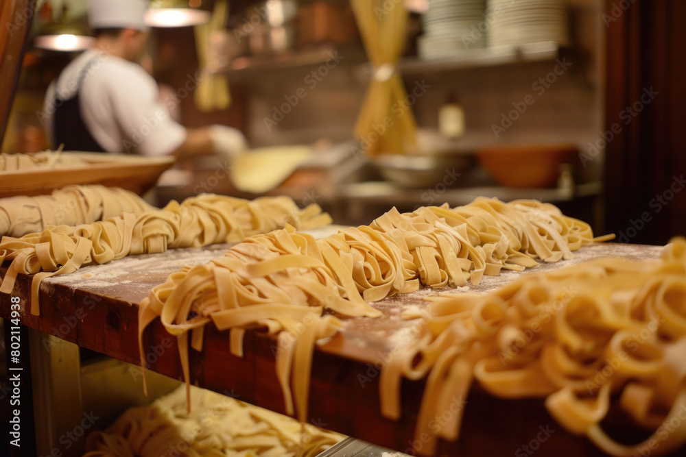 Handmade pasta in an Italian kitchen