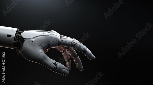 White cyborg robot hand fingers in 3D rendering