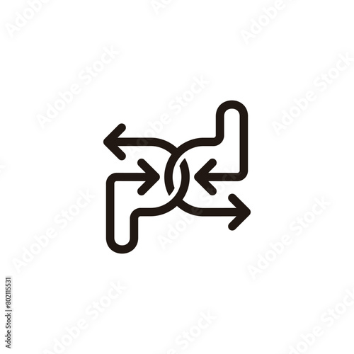 letter pd linked arrows directions logo vector