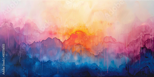 Marvel at the dynamic energy of a sunrise gradient vista, where vibrant pigments merge with deeper shades, creating a visual symphony that resonates with emotion and expression. photo