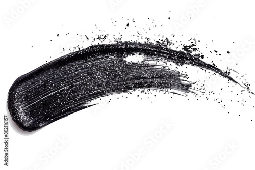 Glitter eyeliner smudge isolated on background, eyeliner brush swatch, Beauty eye makeup smeared.