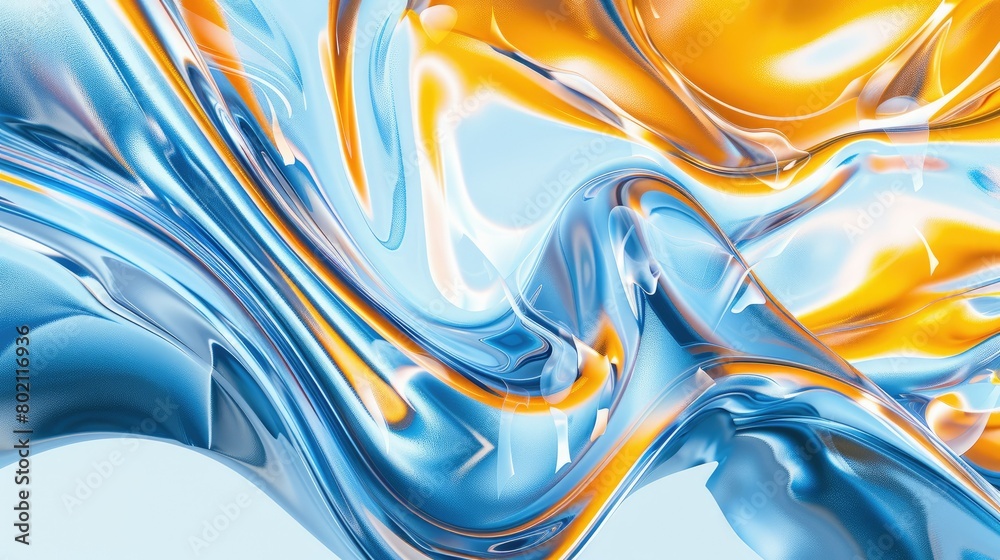 3d rendering of abstract wavy liquid background in blue and orange colors 3d rendering of abstract wavy liquid background in blue and orange colors