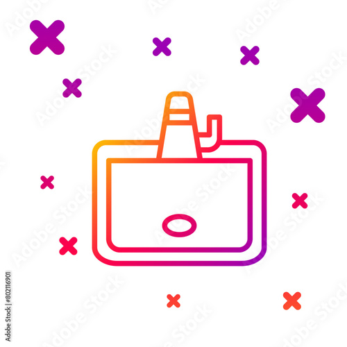 Color line Washbasin with water tap icon isolated on white background. Gradient random dynamic shapes. Vector