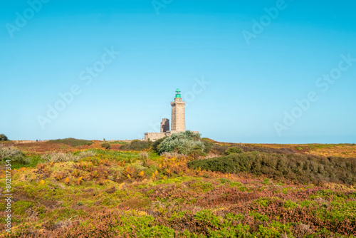 Lighthouse of the French Brittany. Phare du Cap Fréhel. In Brittany, France