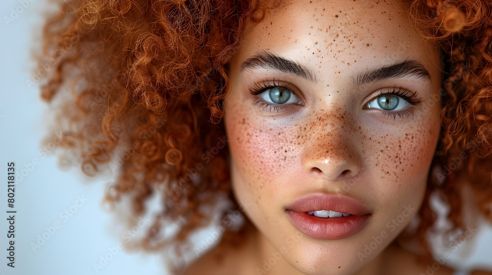 Freckled Woman in Post-Impressionist Style, To provide a high-quality and relevant stock photo of a woman with freckles, captured in a unique and Freckled Woman in Post-Impressionist Style, To provide a high-quality and relevant stock photo of a woman with freckles, captured in a unique and