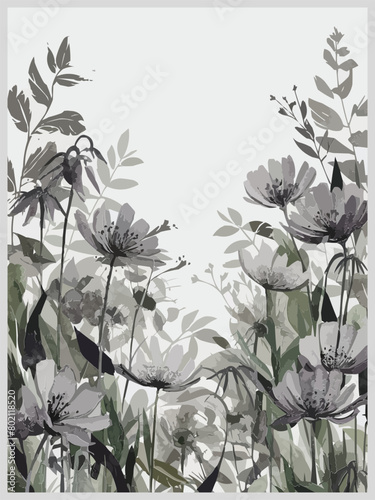 Ink blossoms softly capture tranquility in watercolor muted tones illustration