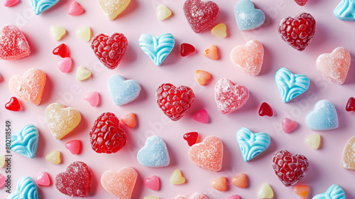 Composition with tasty heart-shaped candieS