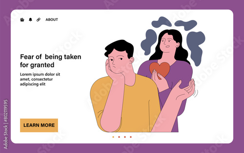 The fear of being taken for granted. An anxious and concerned woman