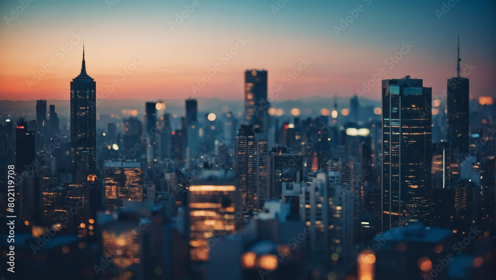 Relaxed Lo-Fi Atmosphere with City Skyline and Blue Tones.