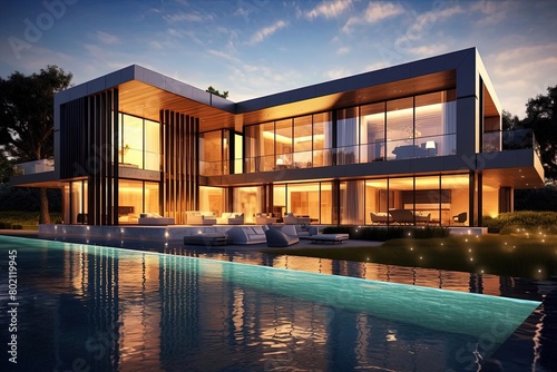 Modern House with Pool at Waterside