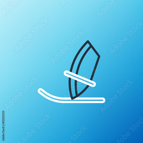 Line Windsurfing icon isolated on blue background. Colorful outline concept. Vector