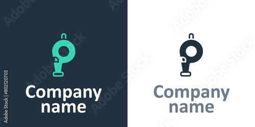 Logotype Whistle icon isolated on white background. Referee symbol. Fitness and sport sign. Logo design template element. Vector