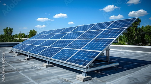 Large Solar Panel Array on Industrial Roof  Sustainable Energy in Urban Environment