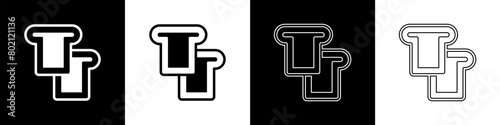 Set Bread toast for sandwich piece of roasted crouton icon isolated on black and white background. Lunch, dinner, breakfast snack. Vector