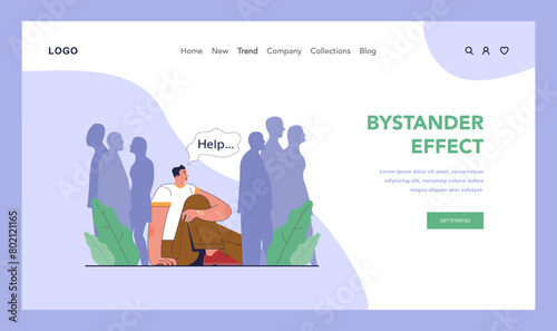 Bullying web banner or landing page. Bystander ignored a victim