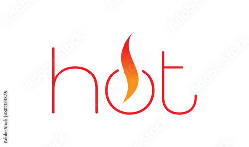 thin word hot and flame symbol