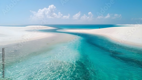 Remote oasis Lencois Maranhenses National Park Brazil with turquoise lagoons and white sand. Concept Travel, National Park, Brazil, Lencois Maranhenses, Oasis photo
