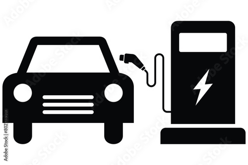 Electric Vehicle icon, Electric vehicle charging station for ecosystem, Renewable Energy and renewable natural gas photo