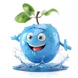 3d illustration of water apple cartoon character, isolated on white background