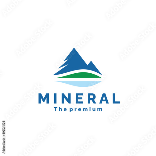 minimalist mountain and lake panorama logo icon vector illustration