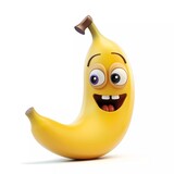 3d illustration of banana cartoon character, isolated on white background