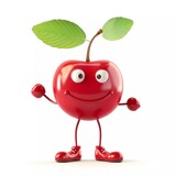 3d illustration of cherry cartoon character, isolated on white background