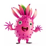 3d illustration of dragon fruit cartoon character, isolated on white background
