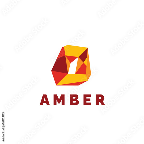 vector illustration of amber logo icon, modern resin stone for jewelry