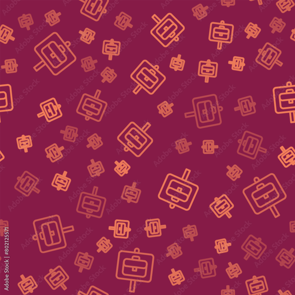 Brown line Magnifying glass with briefcase icon isolated seamless pattern on red background. Job hunting. Work search concept. Unemployment, head hunting, career. Vector Brown line Magnifying glass with briefcase icon isolated seamless pattern on red background. Job hunting. Work search concept. Unemployment, head hunting, career. Vector
