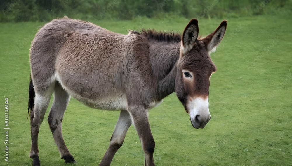 A Donkey With Its Fur Slicked Back From The Rain  2