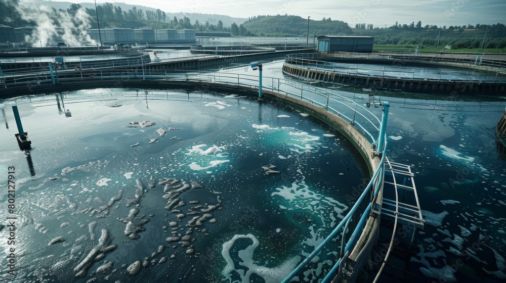 the secondary treatment process, where biological organisms break down organic pollutants in the wastewater through aeration and microbial action