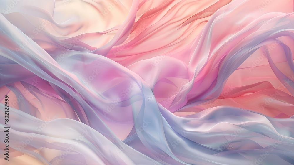 Obraz premium Artistic rendering of organic shapes and flowing lines in soft pastel colors, evoking a sense of calm and relaxation.