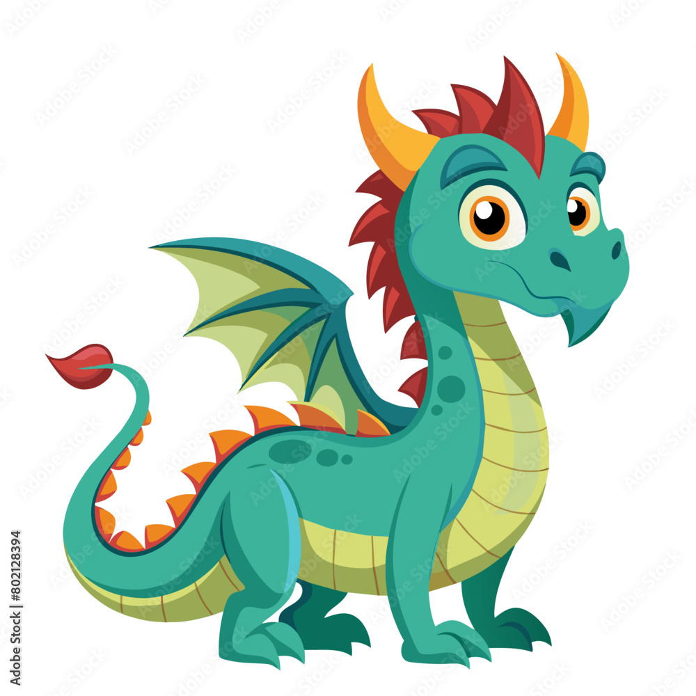 Fototapeta premium Cartoon Cute Dragon Fantasy Creature Illustration