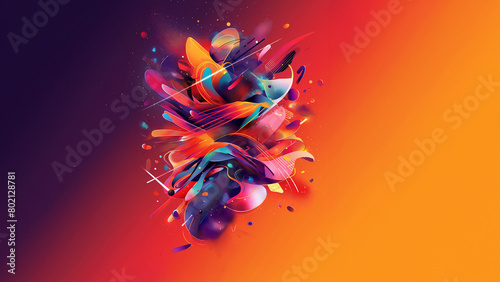 Bunte leuchtende Farben in abstrakten Elementen als Hintergrundmotiv f  r Dance Music Cover und Druckvorlage