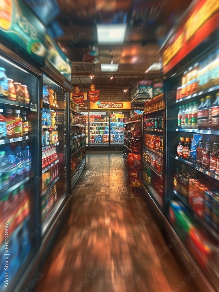 Defocused Blurred Supermarket Interior