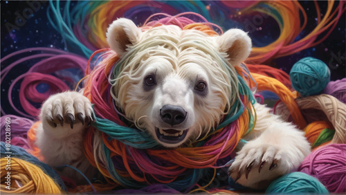 Arctic Aura - A Hypnotic Journey through Psychedelic White Bear Art. EPS 10.