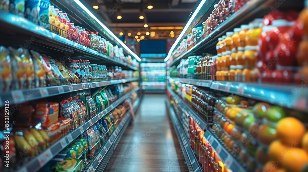 Defocused Blurred Supermarket Interior