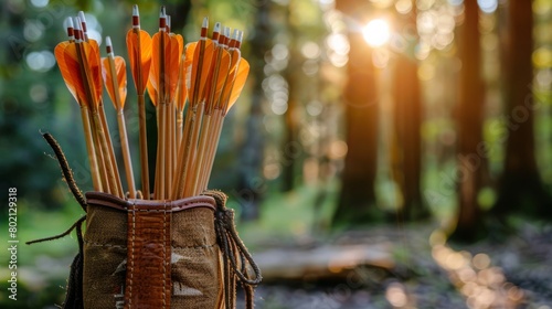 Archer s quiver  detailed view of arrows ready for action in olympic games sport theme