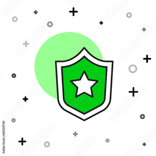 Filled outline Police badge icon isolated on white background. Sheriff badge sign. Shield with star symbol. Vector
