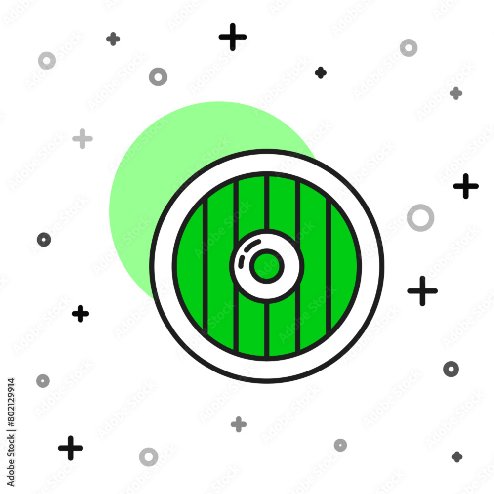 Filled outline Round wooden shield icon isolated on white background. Security, safety, protection, privacy, guard concept. Vector Filled outline Round wooden shield icon isolated on white background. Security, safety, protection, privacy, guard concept. Vector