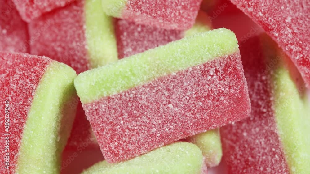 Gummy candies form of watermelon close up. Gummy candies form of watermelon close up.